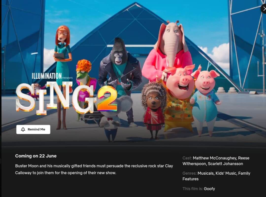 'Sing 2' To Make Its Netflix Debut in June 2022 - What's on Netflix