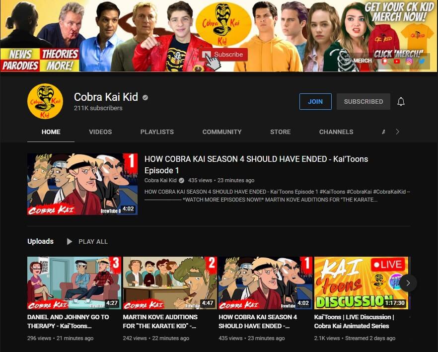 Cobra Kai Kid Youtube Channel