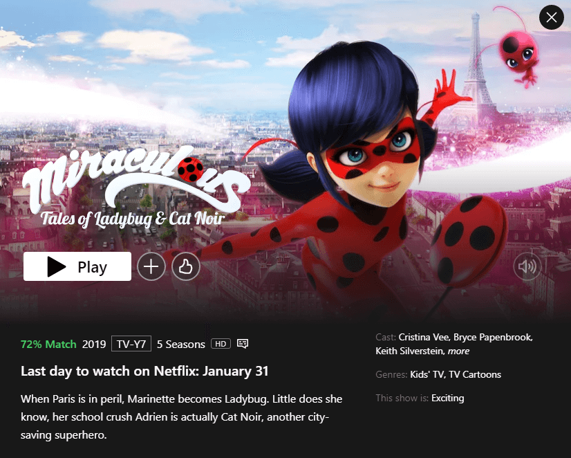 'Miraculous Tales of Ladybug and Cat Noir' Leaving Netflix in February