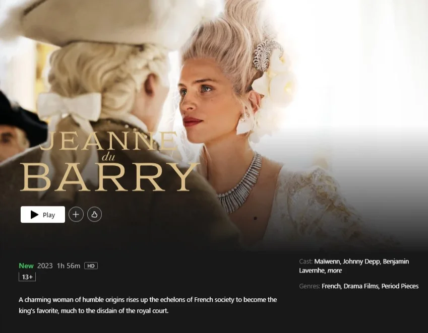 Jeanne Du Barry appears on Netflix France