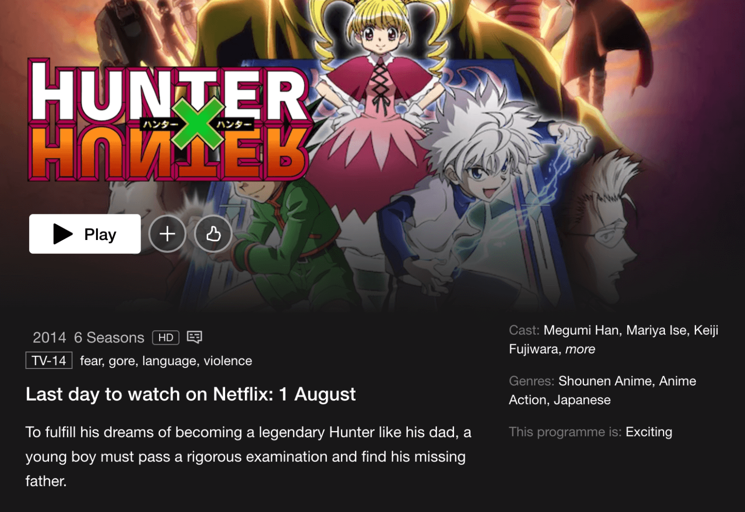 'Hunter X Hunter' Seasons 16 Leaving Netflix US in August 2023 What