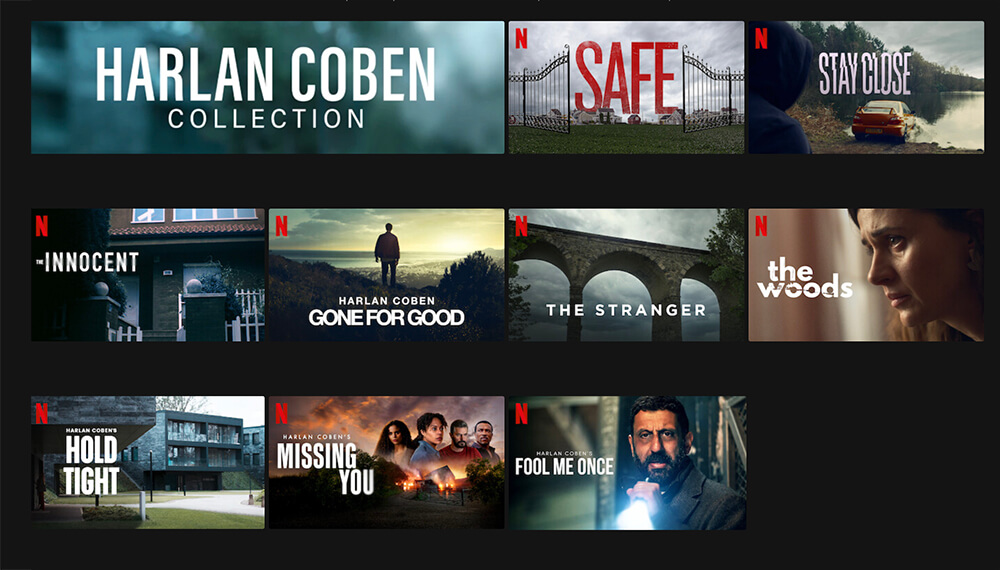 Screenshot of Harlan Coben Collection on Netflix