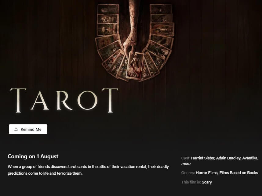 Fecha de estreno de Tarot en Netflix