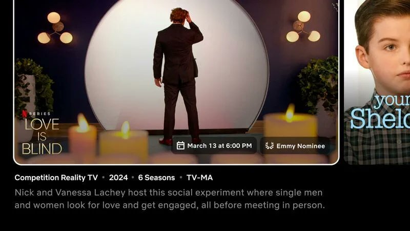 Revisión de la interfaz de usuario de Netflix Aplicación de TV Netflix Love Is Blind