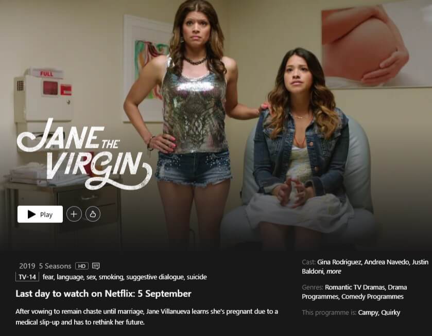 Removal Date Showing On Jane The Virgin Netflix