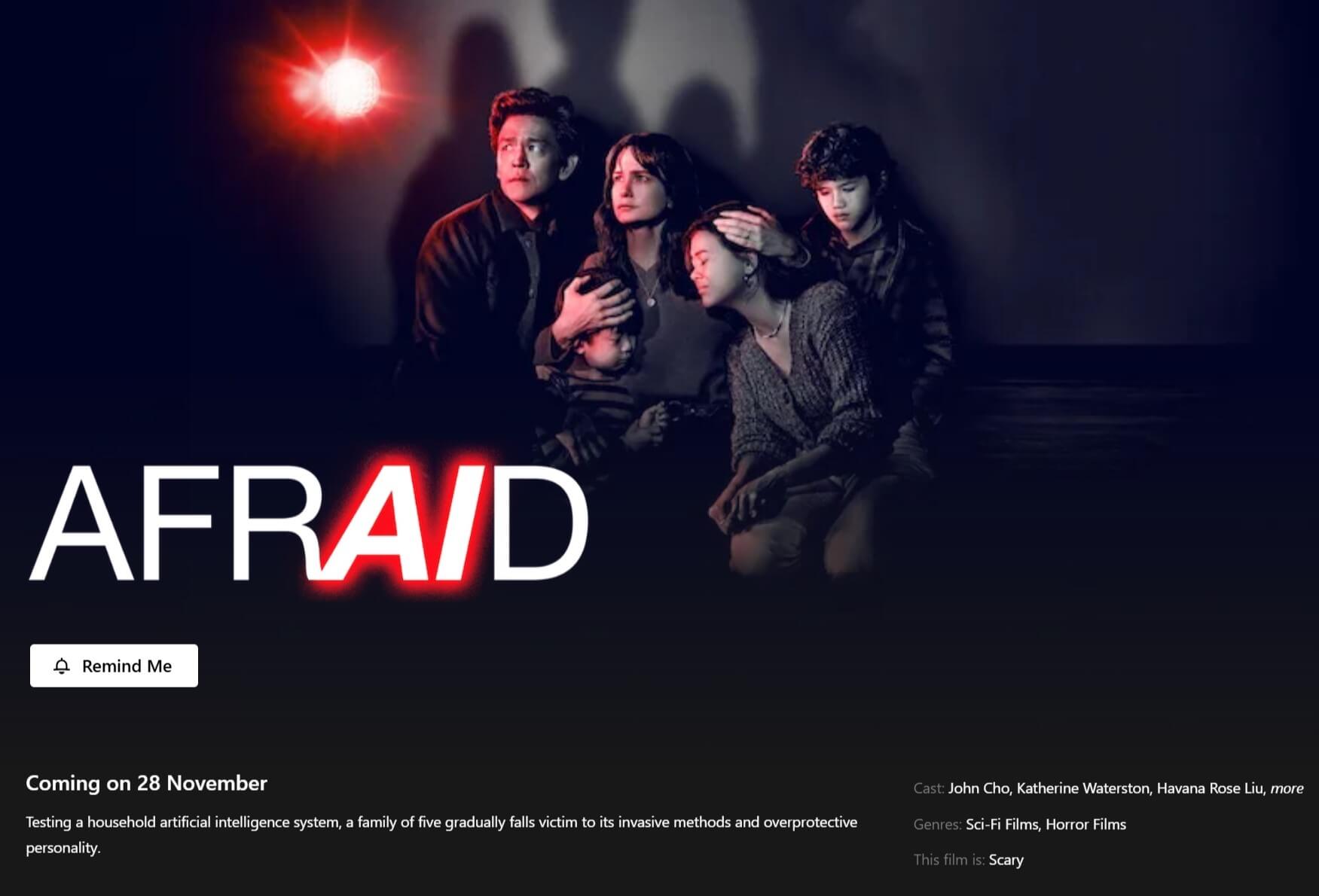 Netflix Release Date For Afraid