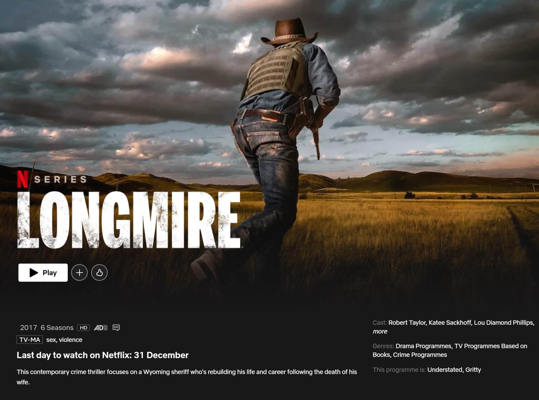 Longmire Removal Notice In Netflix