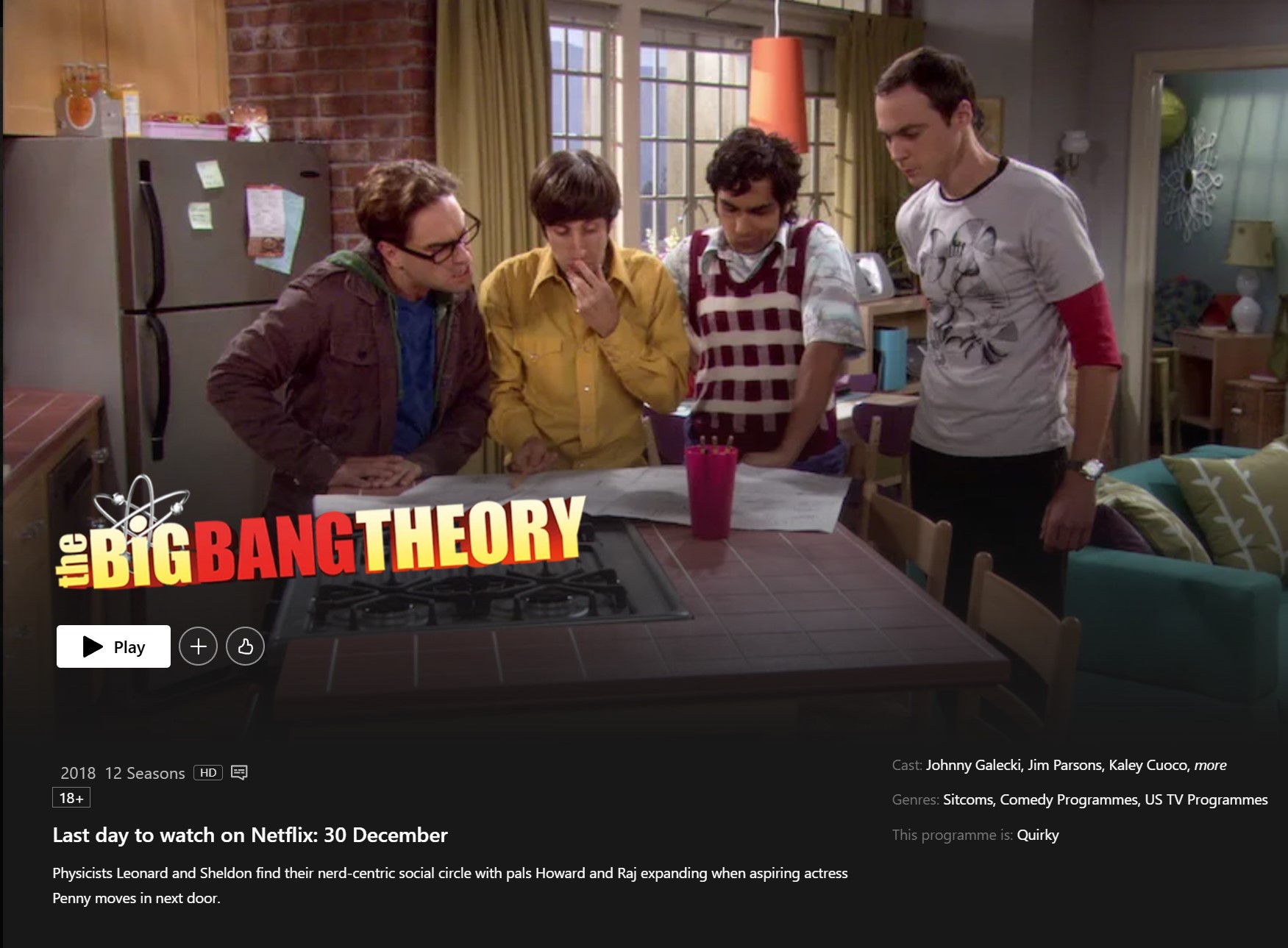 Removal Date On The Big Bang Theory On Netflix