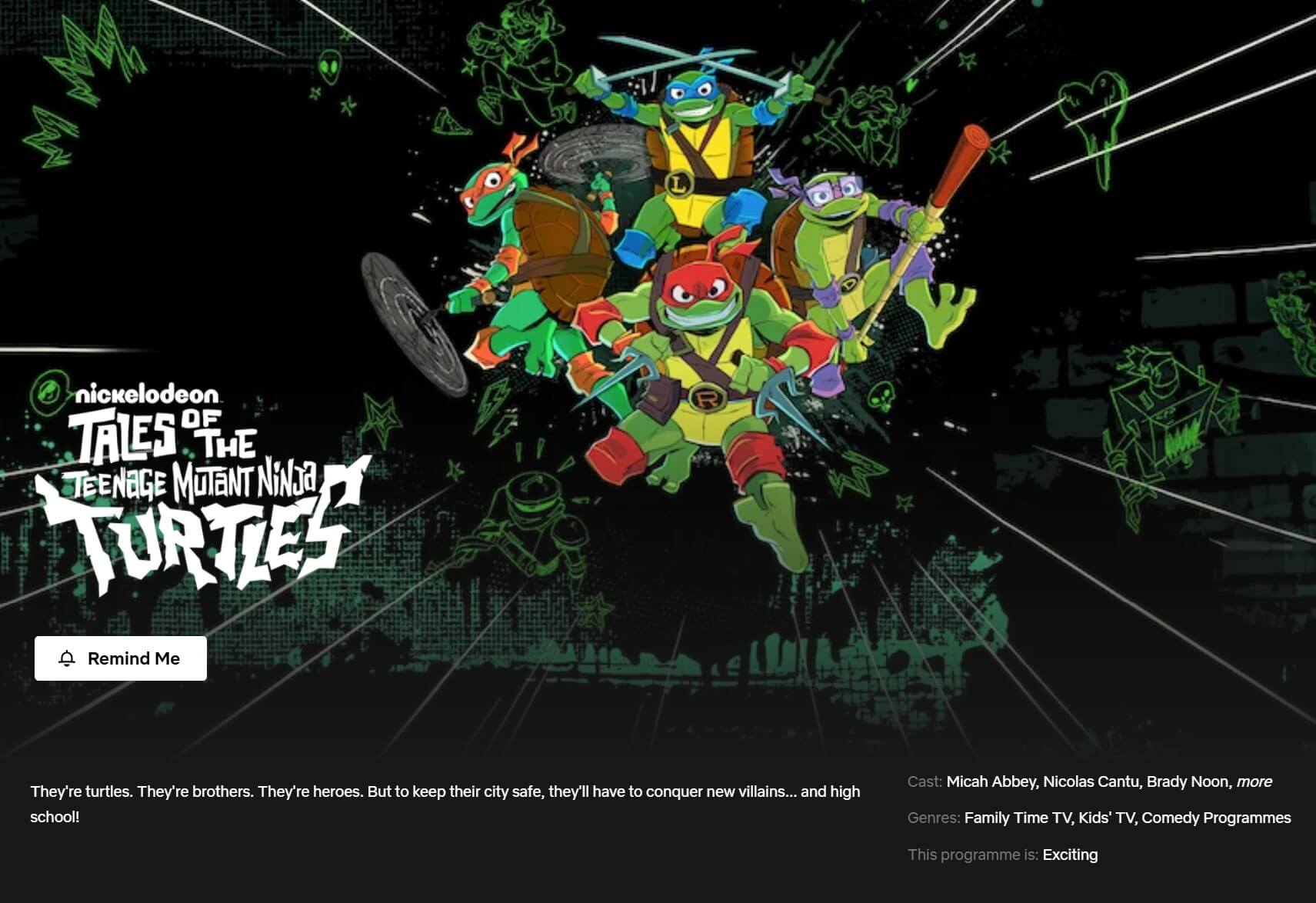 Tales Of The Teenage Mutant Ninja Turtles Netflix Page