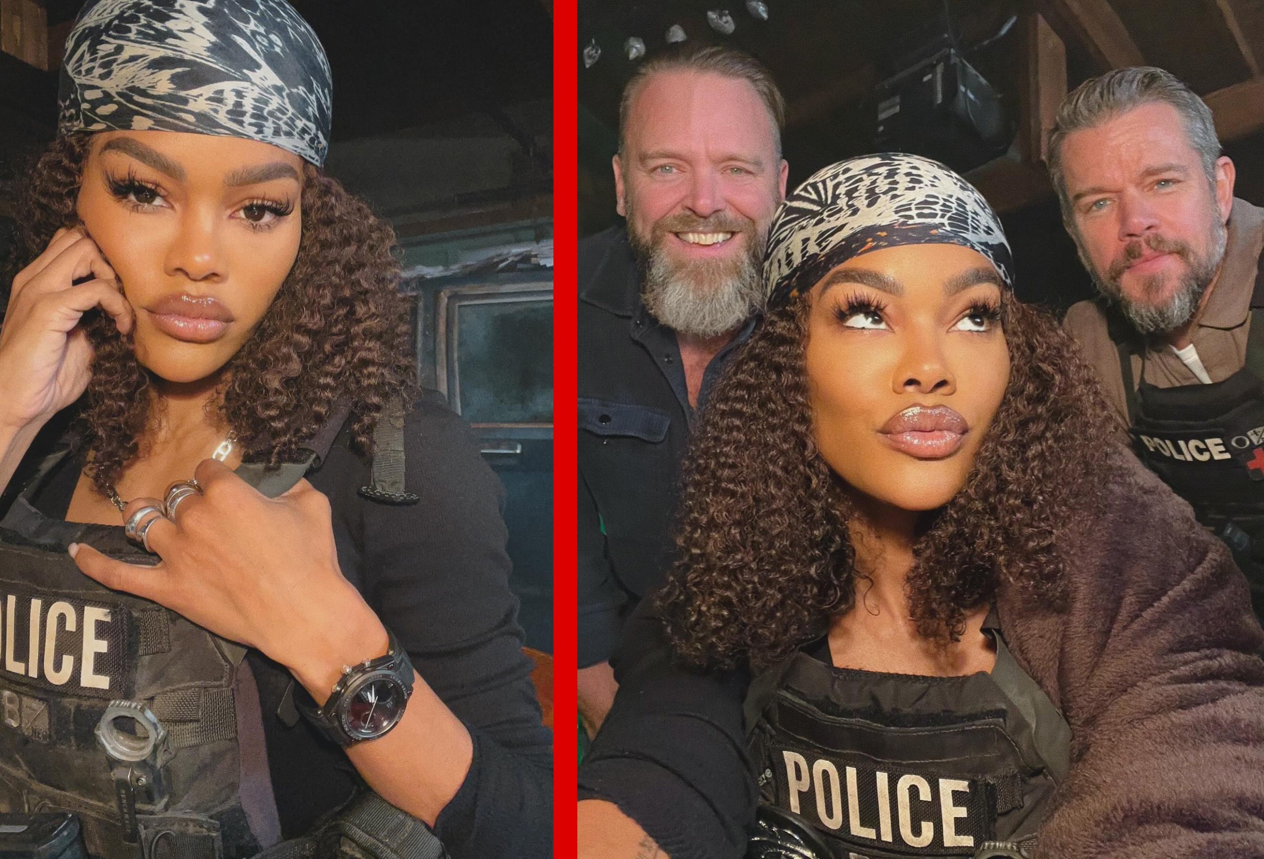 Teyana Taylor On Set For Rip Netflix Thriller