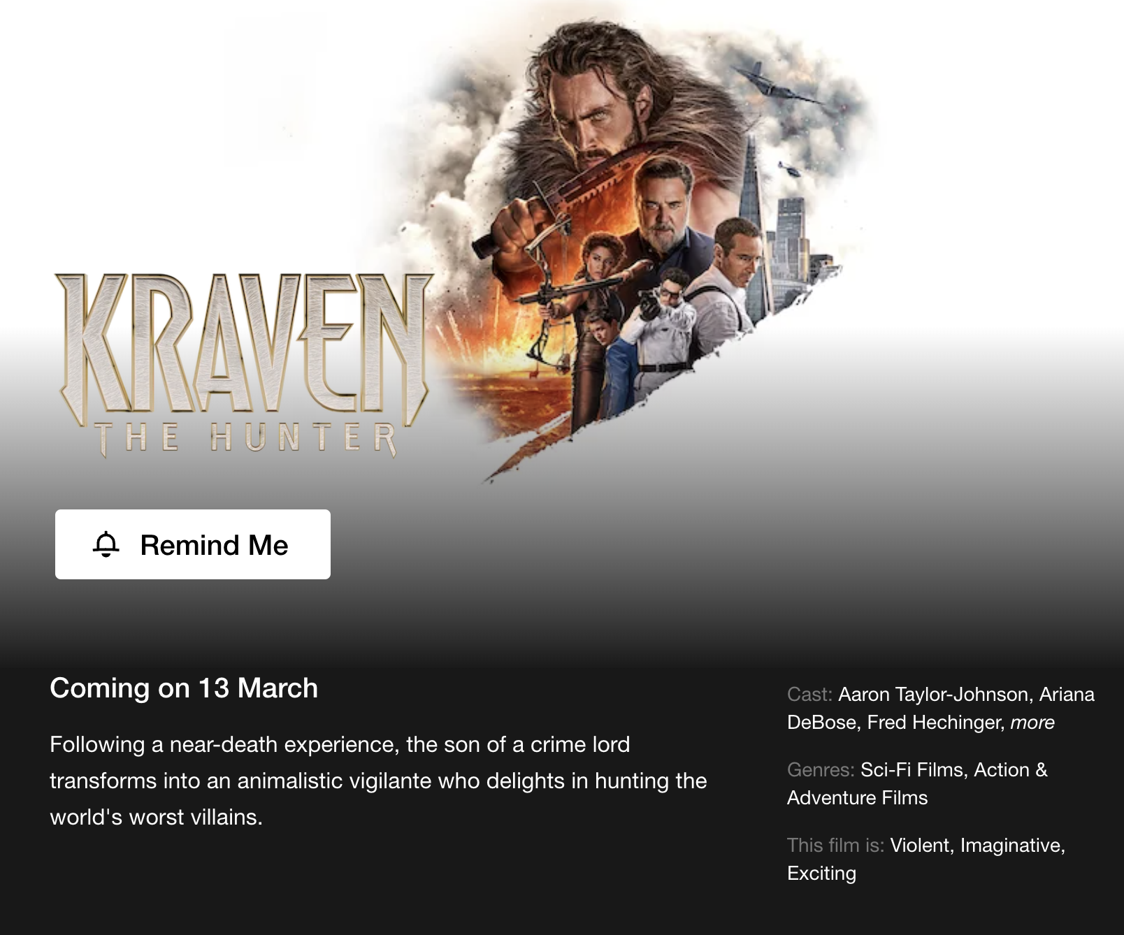 Kraven Release Date